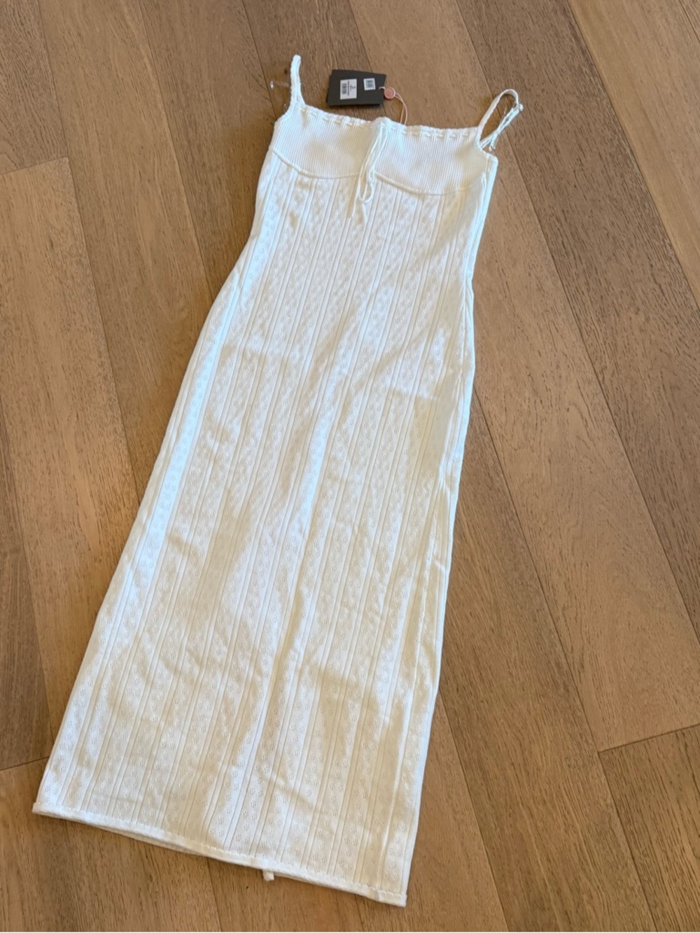 House of CB White Knit Dress with Eyelet Texture - Picture 7 of 8